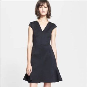 😍REBECCA TAYLOR! Stunning peplum black dress lace back size 6